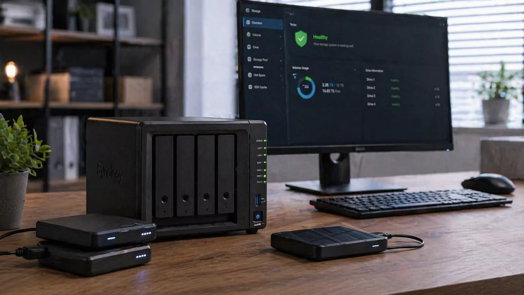 Storage devices and backup equipment in a small office environment