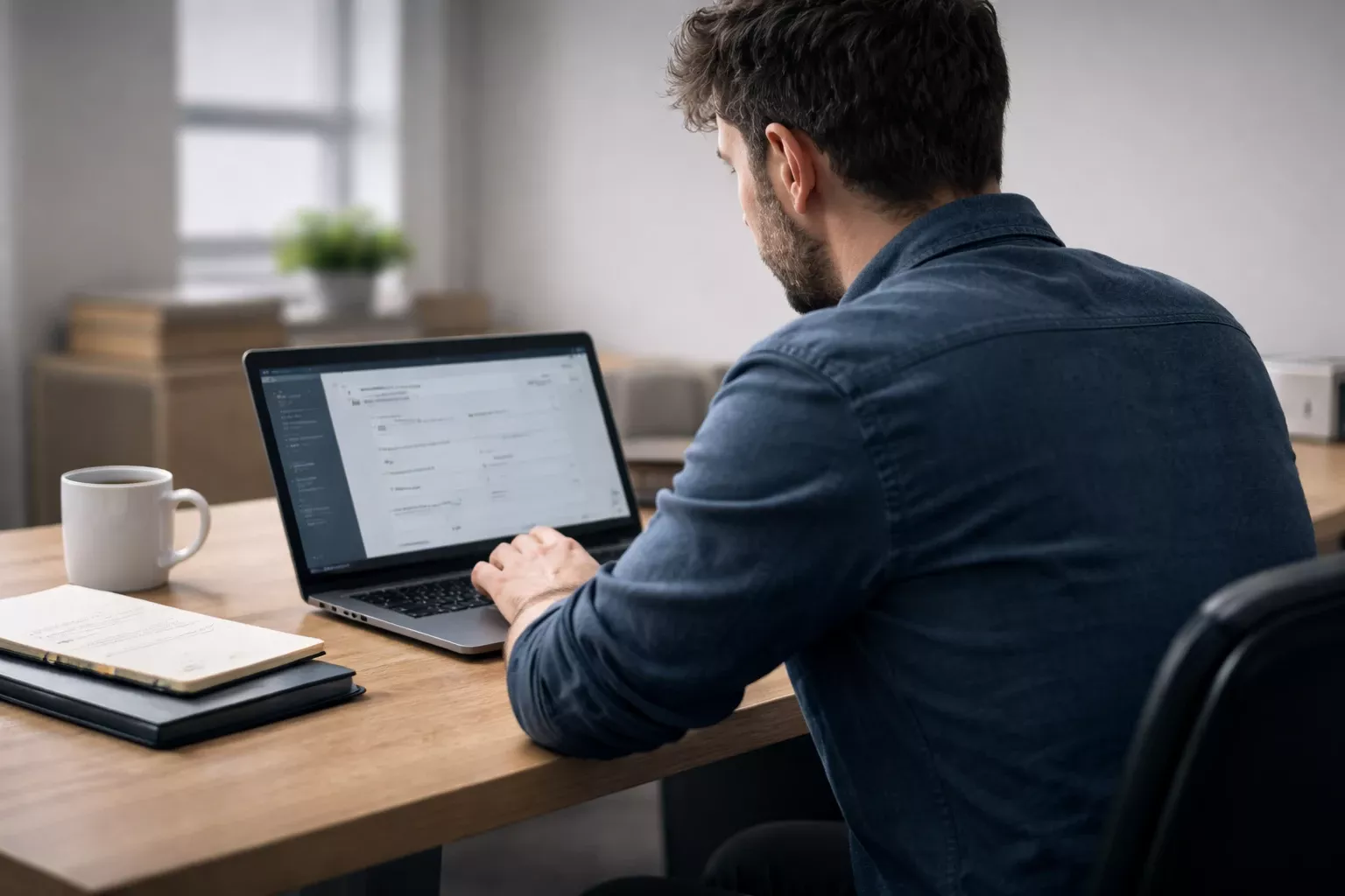 IT professional working at a small business office in Orange County