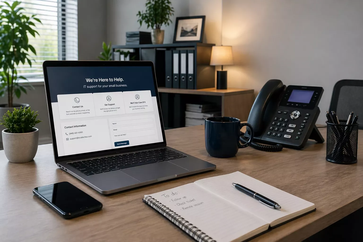 Small business IT support desk ready to assist Orange County offices