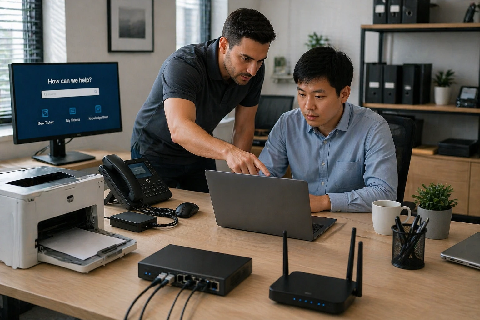 IT support professional working with a small business client