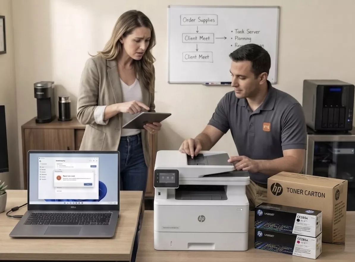 IT support professional working with a small business client